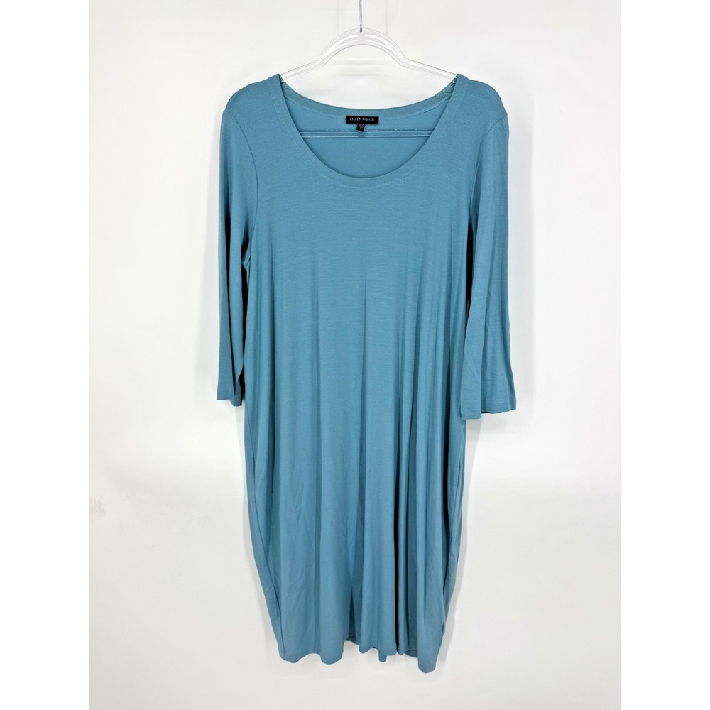 Eileen Fisher T-Shirt Dress Tunic Size L‎ Casual Comfort Minimal Basic Simple